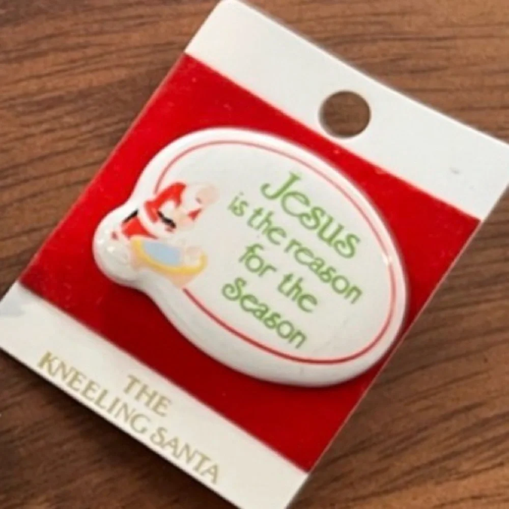 Roman Kneeling Santa Nativity Ornament & Pin 2006 Jesus Reason Season